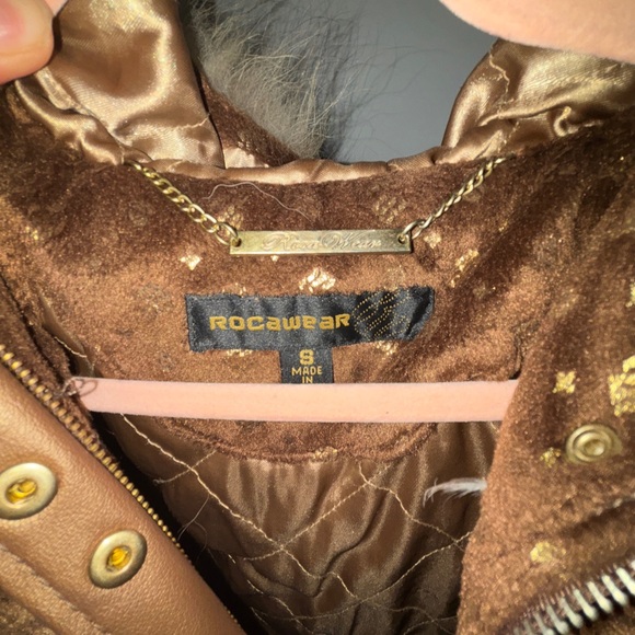 Brown ROCAWEAR Jacket with Fur Trim - Picture 2 of 2